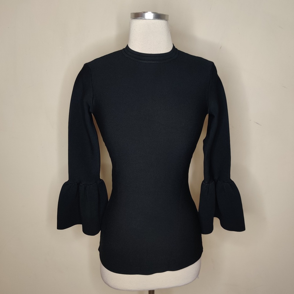 Rachel Parcell Bell Sleeve Sweater Top Thick Stretch Knit